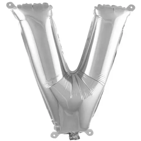 V- HARF 16 İNC GÜMÜŞ RENK BALON 36 CM - Toptan Parti Malzemesi
