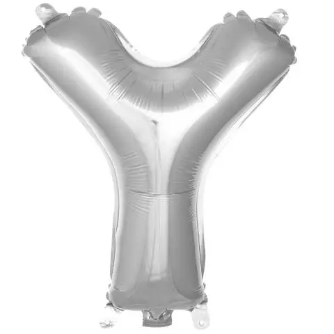 Y- HARF 16 İNC GÜMÜŞ RENK BALON 36 CM - Toptan Parti Malzemesi