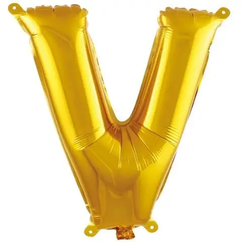 V- HARF 16 İNC GOLD RENK BALON 36 CM - Toptan Parti Malzemesi