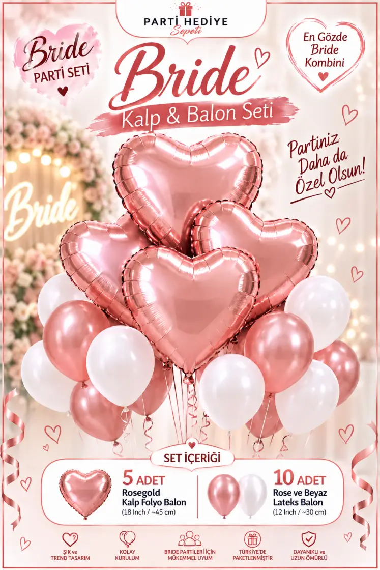 Mini Bride Kalp Set - Toptan Parti Malzemesi