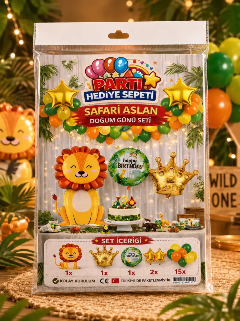 Safari Aslan Doğum Günü Seti - Toptan Parti Malzemesi