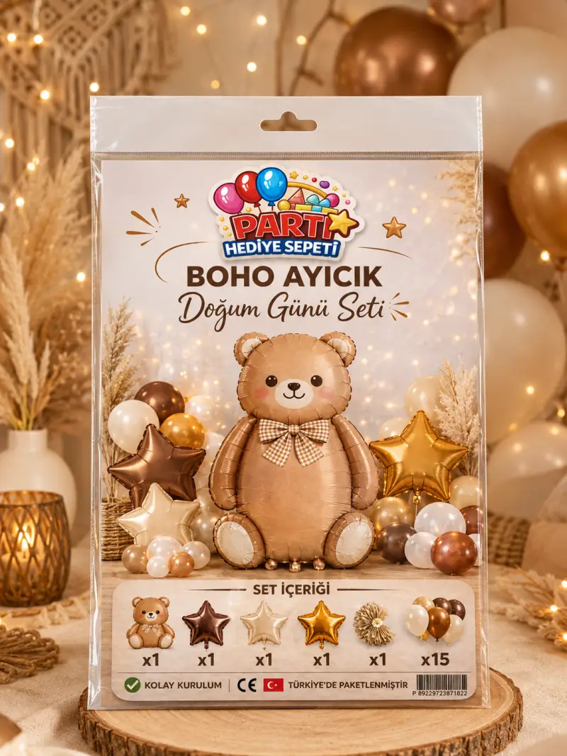 Boho Ayıcık Doğum Günü Seti - Toptan Parti Malzemesi