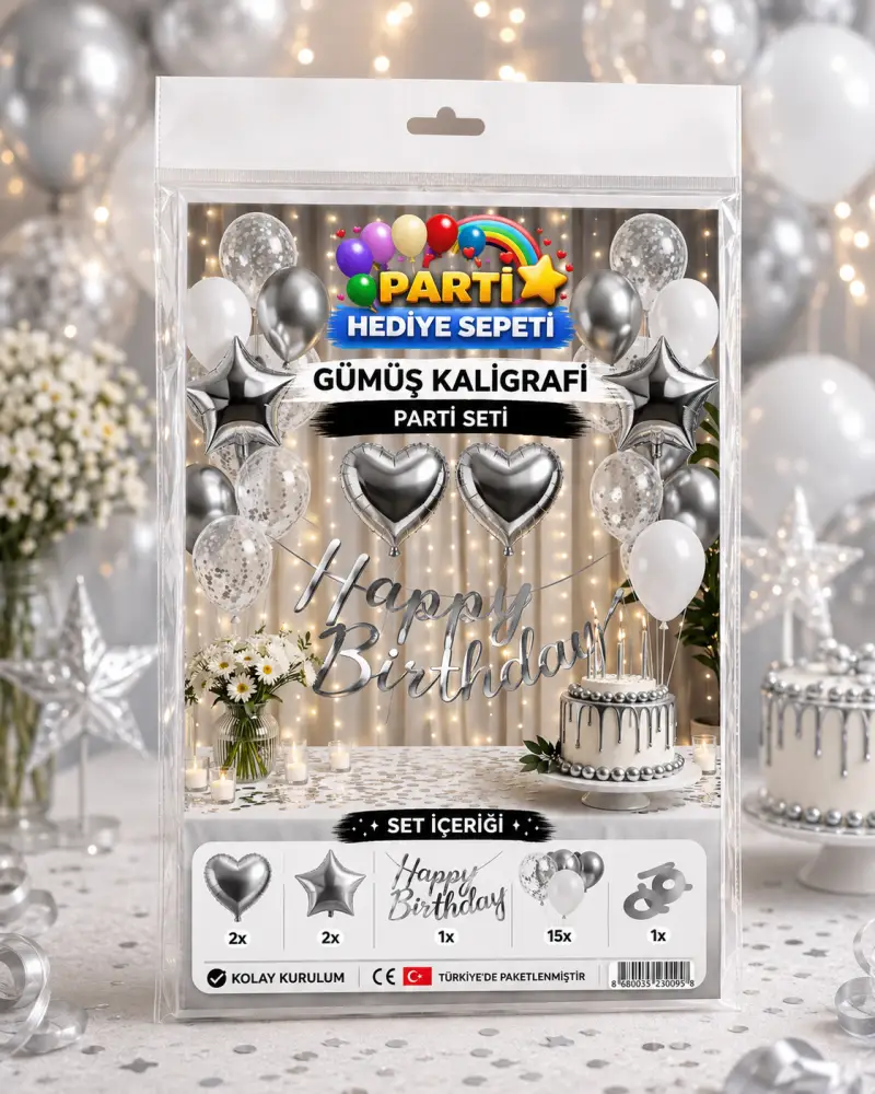 Gümüş Kaligrafi Parti Seti - Toptan Parti Malzemesi
