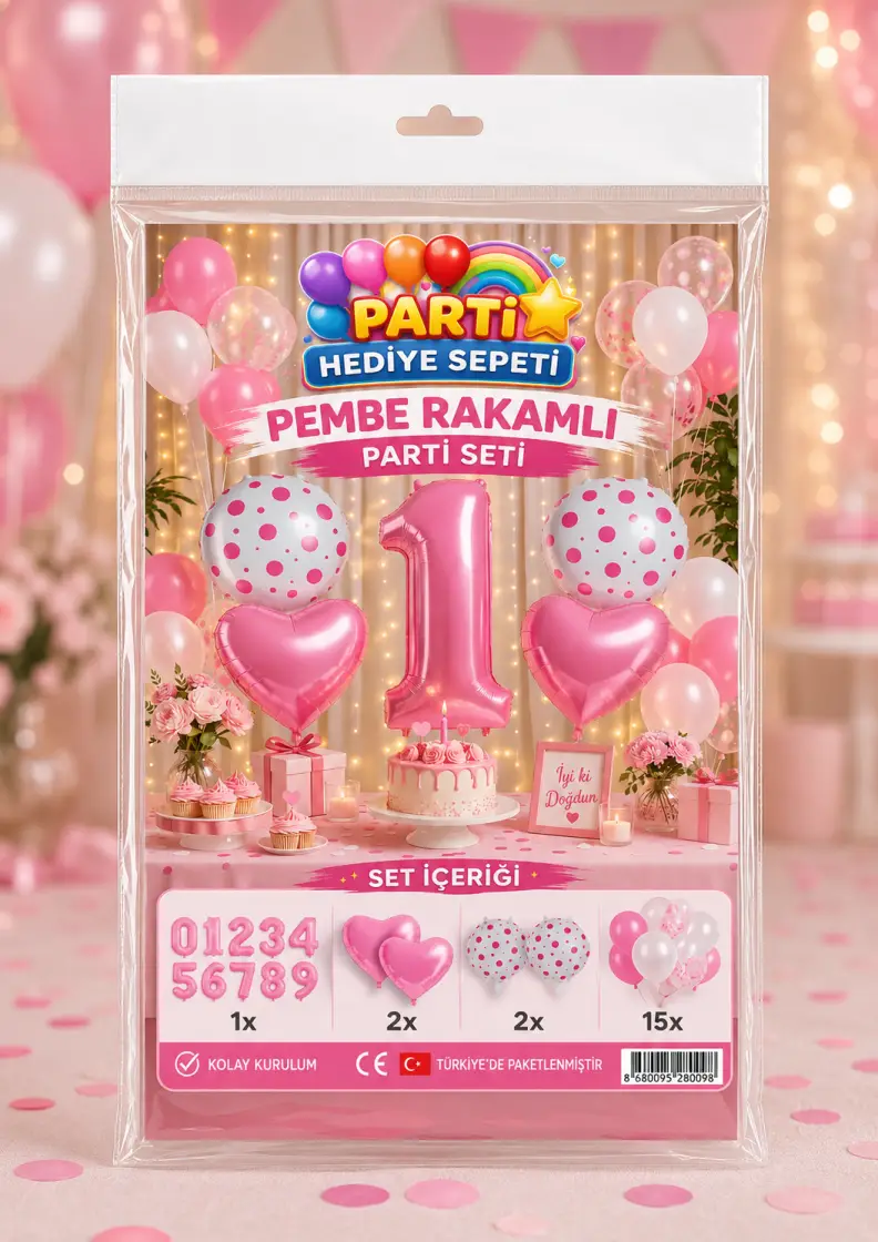 Pembe Rakamlı Parti Seti - Toptan Parti Malzemesi