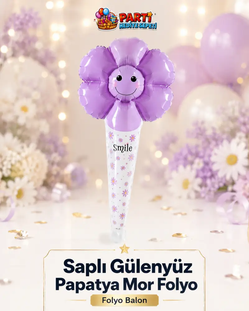SAPLI GÜLENYÜZ PAPATYA MOR FOLYO