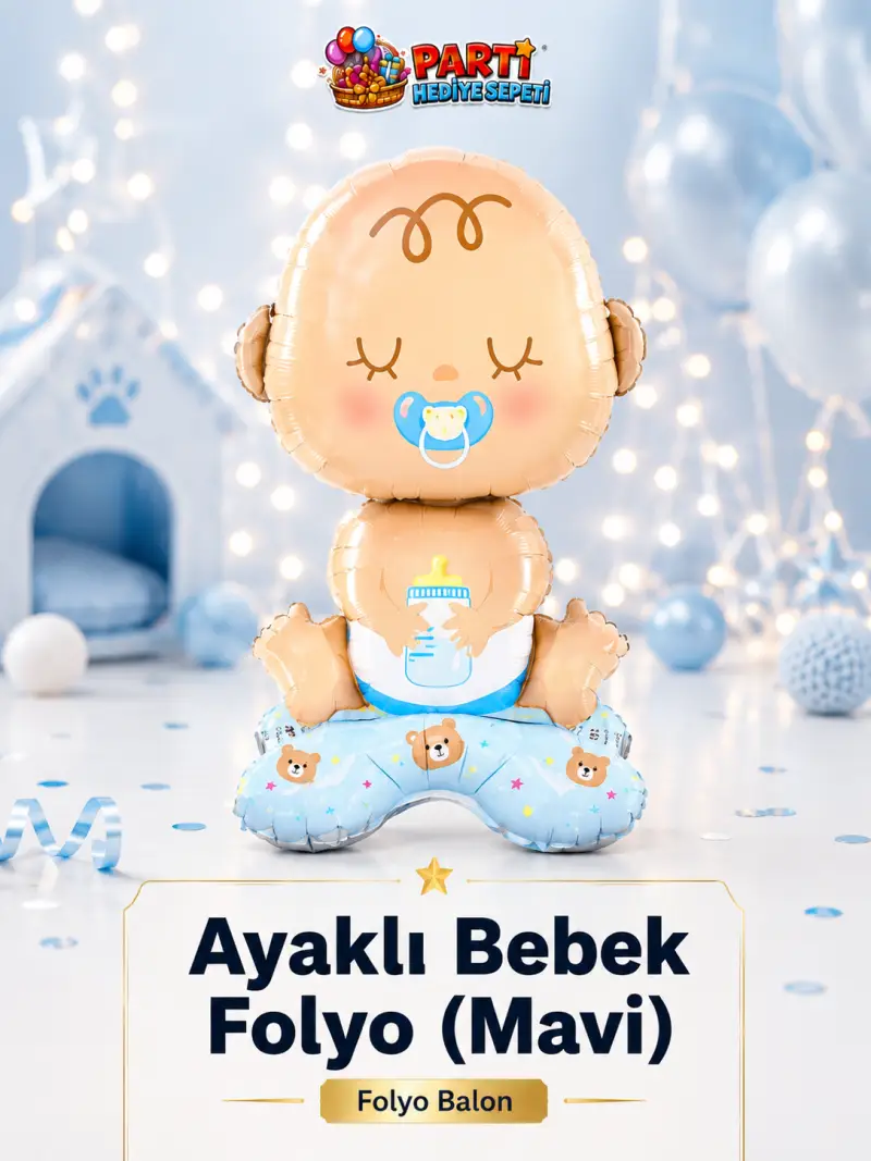 Ayaklı Bebek Folyo (Mavi)
