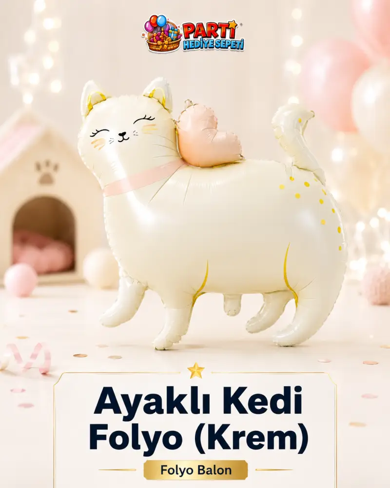 Ayaklı Kedi Folyo (Krem)