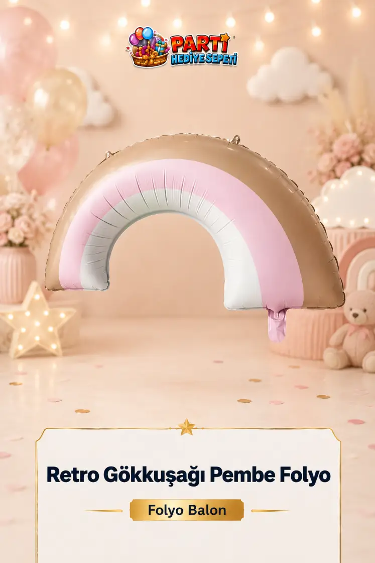 Retro Gökkuşağı Pembe Folyo