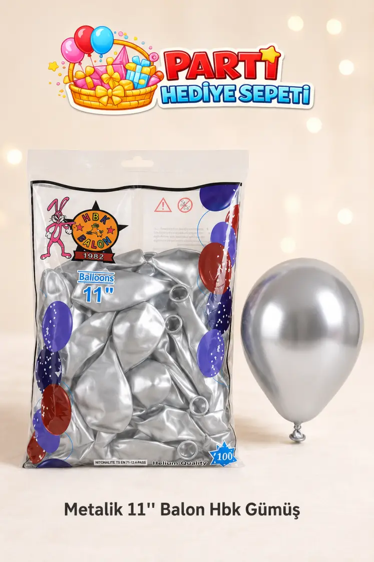 Metalik 11" Gümüş Balon (HBK)
