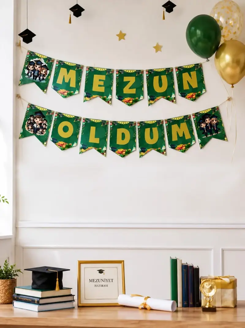 Mezun Oldum Yazı Banner - Toptan Parti Malzemesi