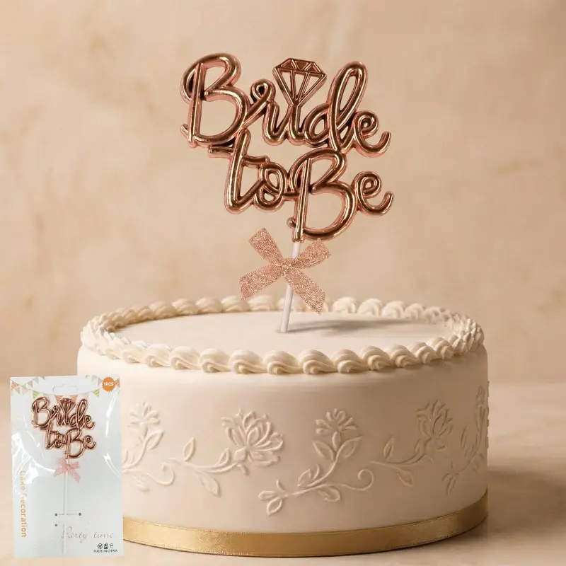 PASTA YAZISI PLASTİK FİYONKLU BRİDE TO BE ROSE - Toptan Parti Malzemesi