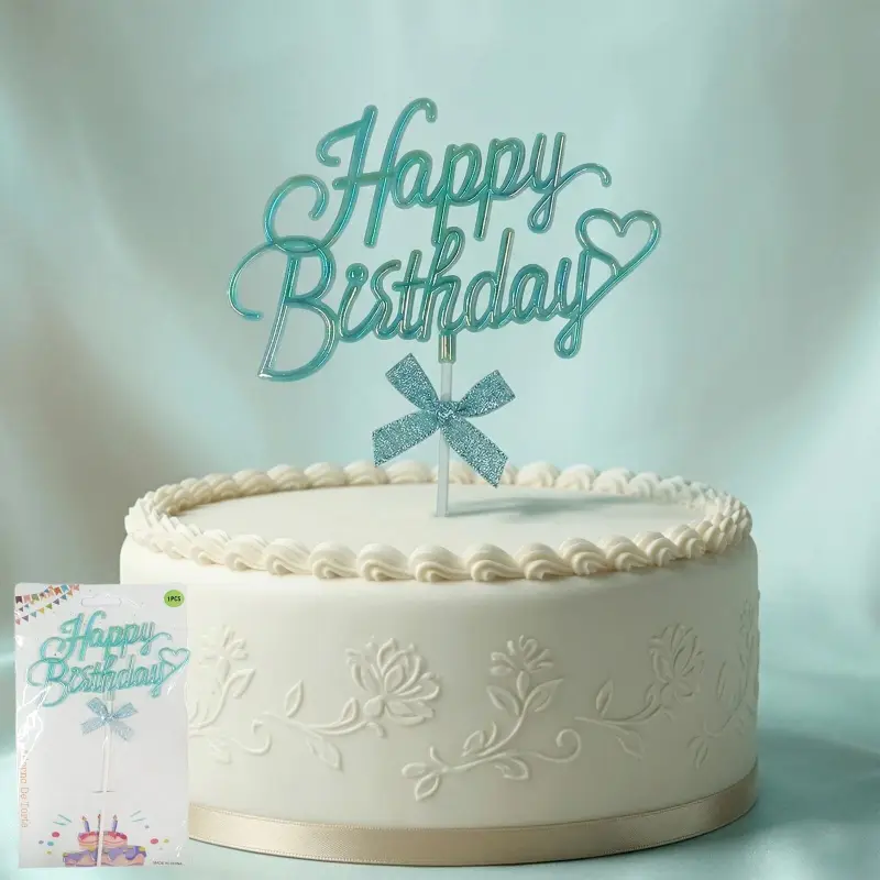 PASTA YAZISI PLASTİK FİYONKLU HAPPY MAVİ - Toptan Parti Malzemesi