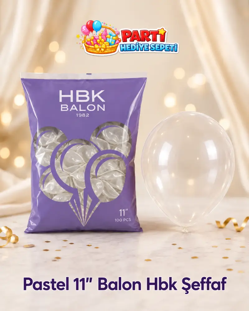 Pastel 11" Şeffaf Balon (HBK) toptan parti malzemesi