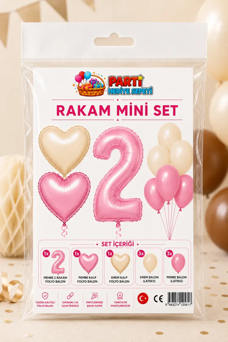 Pembe Rakam Mini Parti Seti (2)