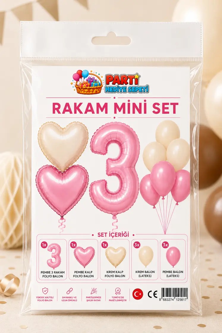 Pembe Rakam Mini Parti Seti (3)