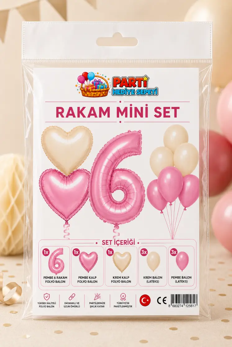 Pembe Rakam Mini Parti Seti (6)