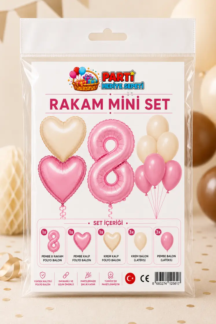 Pembe Rakam Mini Parti Seti (8)