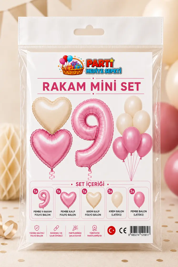 Pembe Rakam Mini Parti Seti (9)