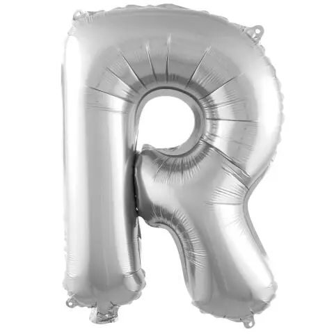 R- HARF 16 İNC GÜMÜŞ RENK BALON 36 CM - Toptan Parti Malzemesi