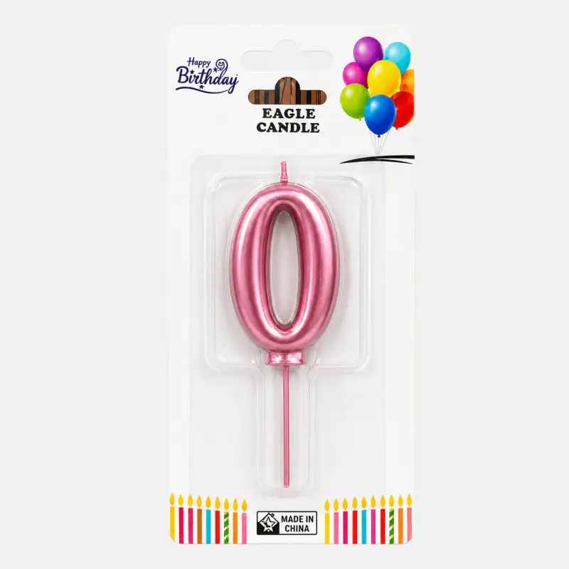Rakam Mum 0 Pembe - Toptan Parti Malzemesi