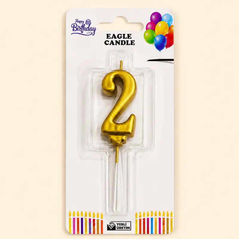 Rakam Mum 2 Gold - Toptan Parti Malzemesi