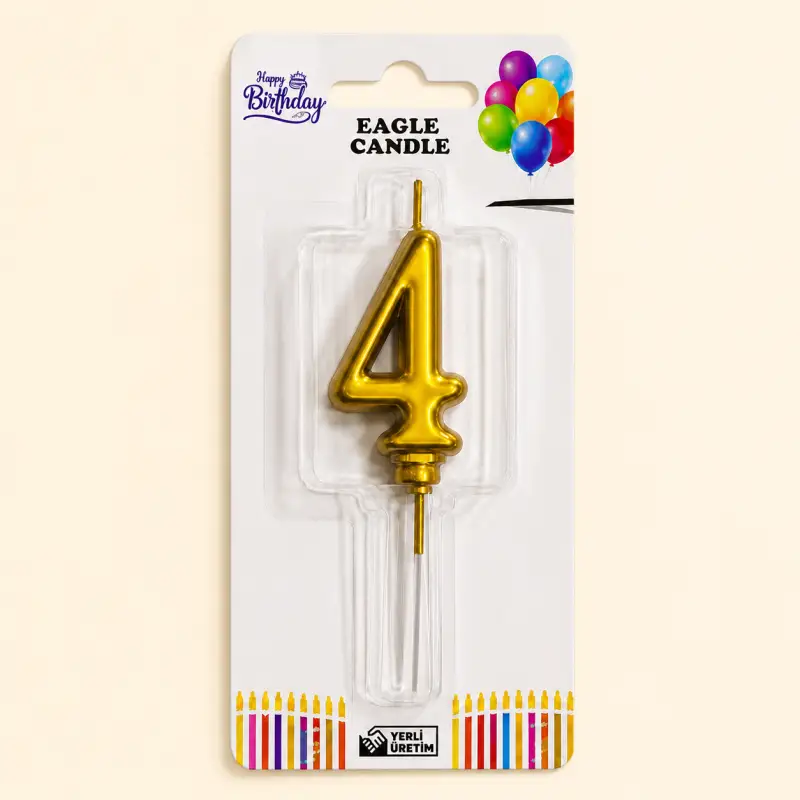 Rakam Mum 4 Gold - Toptan Parti Malzemesi