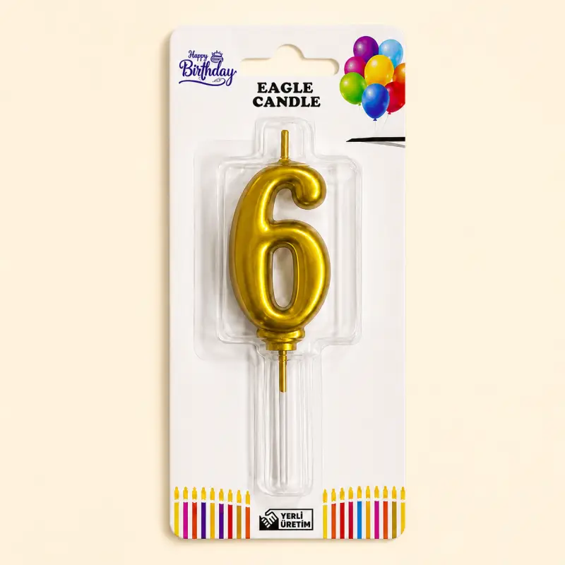 Rakam Mum 6 Gold - Toptan Parti Malzemesi