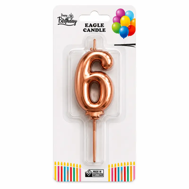 Rakam Mum 6 Rose - Toptan Parti Malzemesi