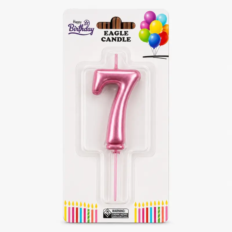 Rakam Mum 7 Pembe - Toptan Parti Malzemesi