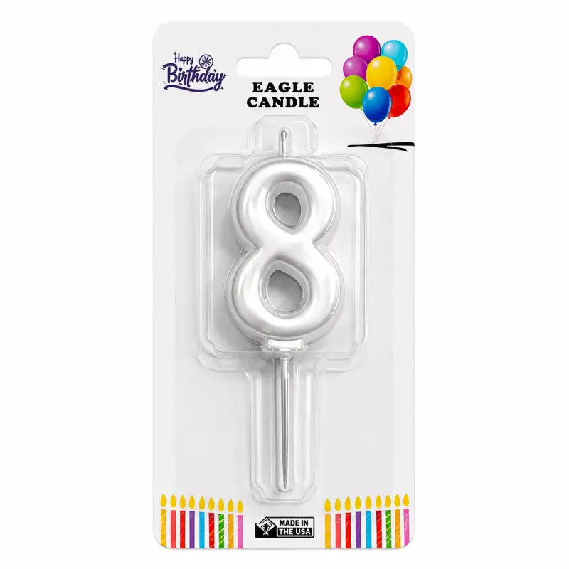Rakam Mum 8 Beyaz - Toptan Parti Malzemesi