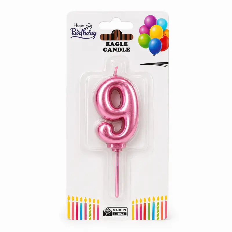 Rakam Mum 9 Pembe - Toptan Parti Malzemesi