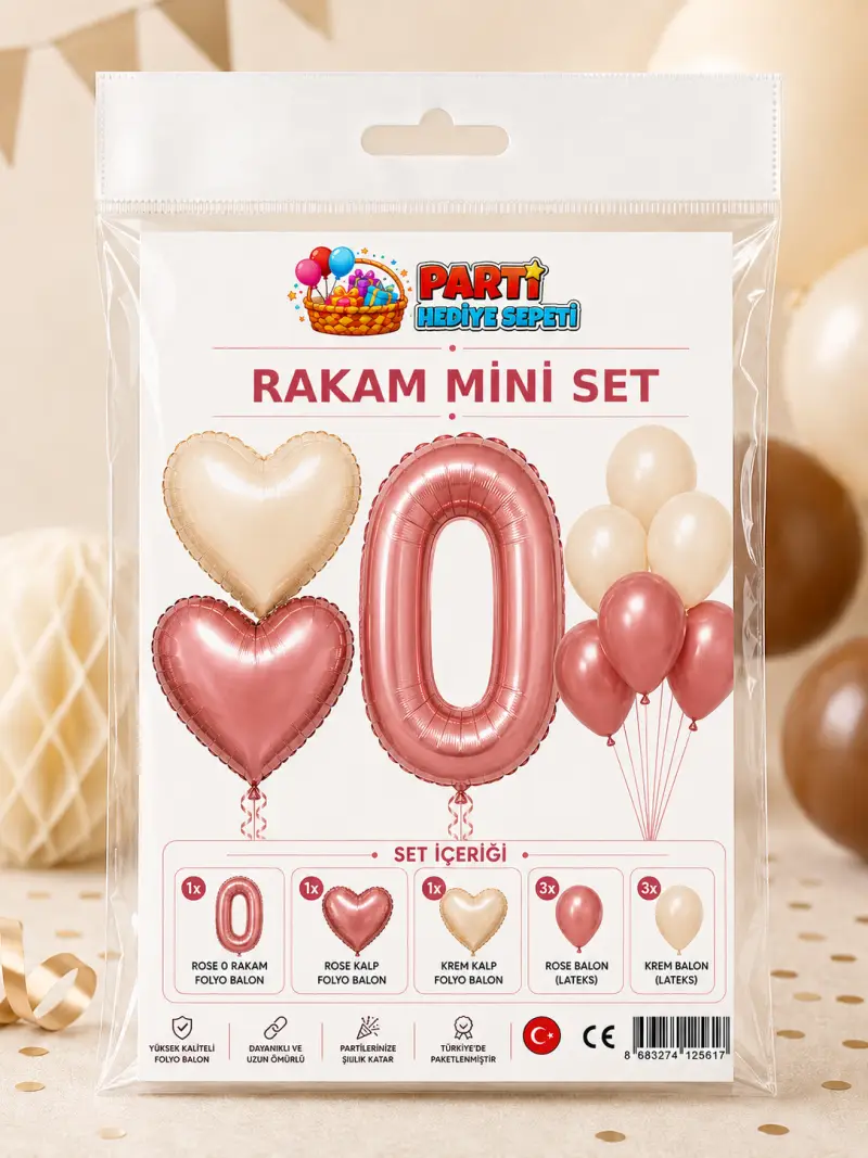 Rosegold Rakam Mini Parti Seti (0) toptan parti malzemesi