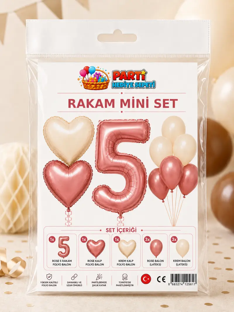 Rosegold Rakam Mini Parti Seti (5) toptan parti malzemesi