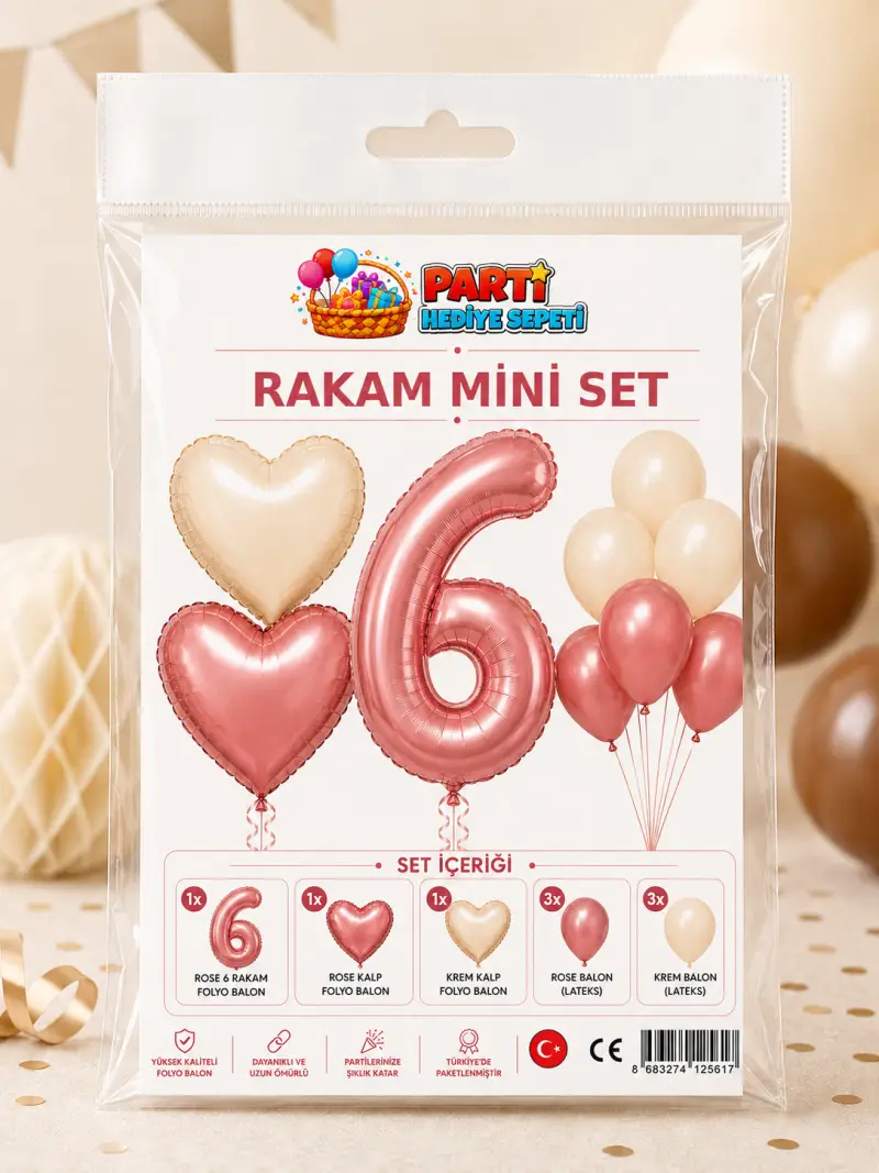 Rosegold Rakam Mini Parti Seti (6) toptan parti malzemesi