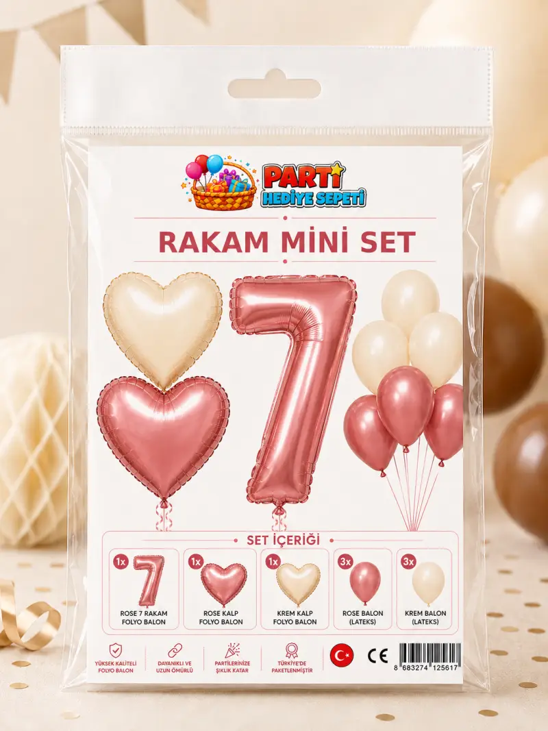 Rosegold Rakam Mini Parti Seti (7) toptan parti malzemesi