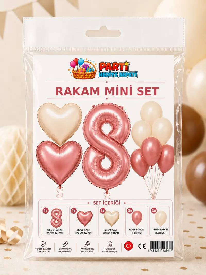 Rosegold Rakam Mini Parti Seti (8) toptan parti malzemesi