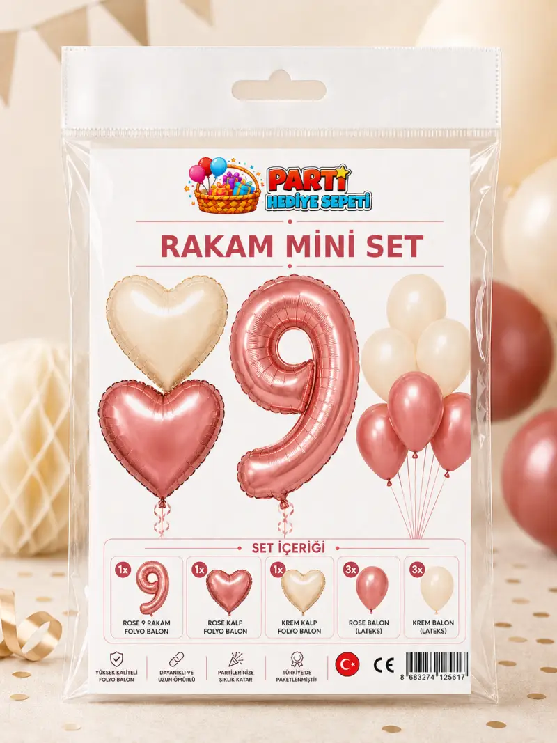 Rosegold Rakam Mini Parti Seti (9) toptan parti malzemesi
