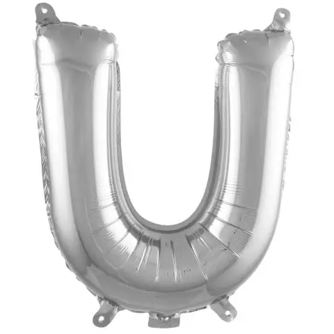 U- HARF 16 İNC GÜMÜŞ RENK BALON 36 CM - Toptan Parti Malzemesi