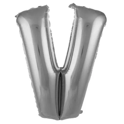 V- HARF 34 İNC GÜMÜŞ RENK BALON 76 CM - Toptan Parti Malzemesi