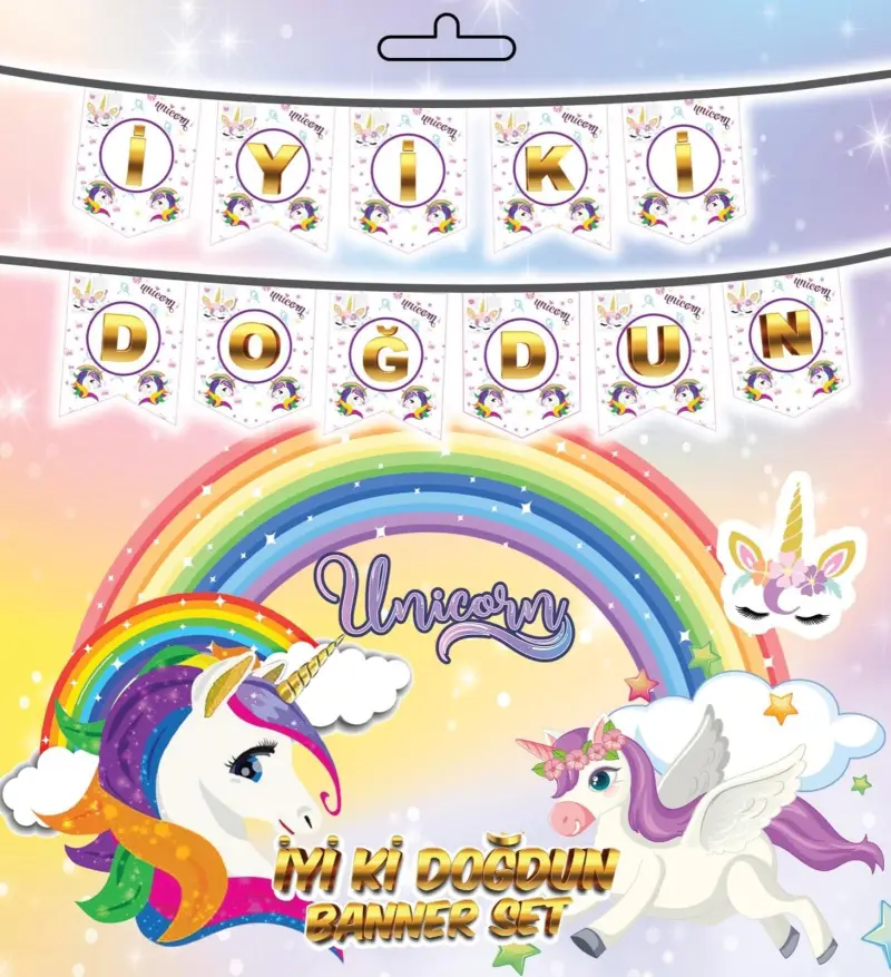 YAZI ZARF BANNER UNİCORN YENİ - Toptan Parti Malzemesi