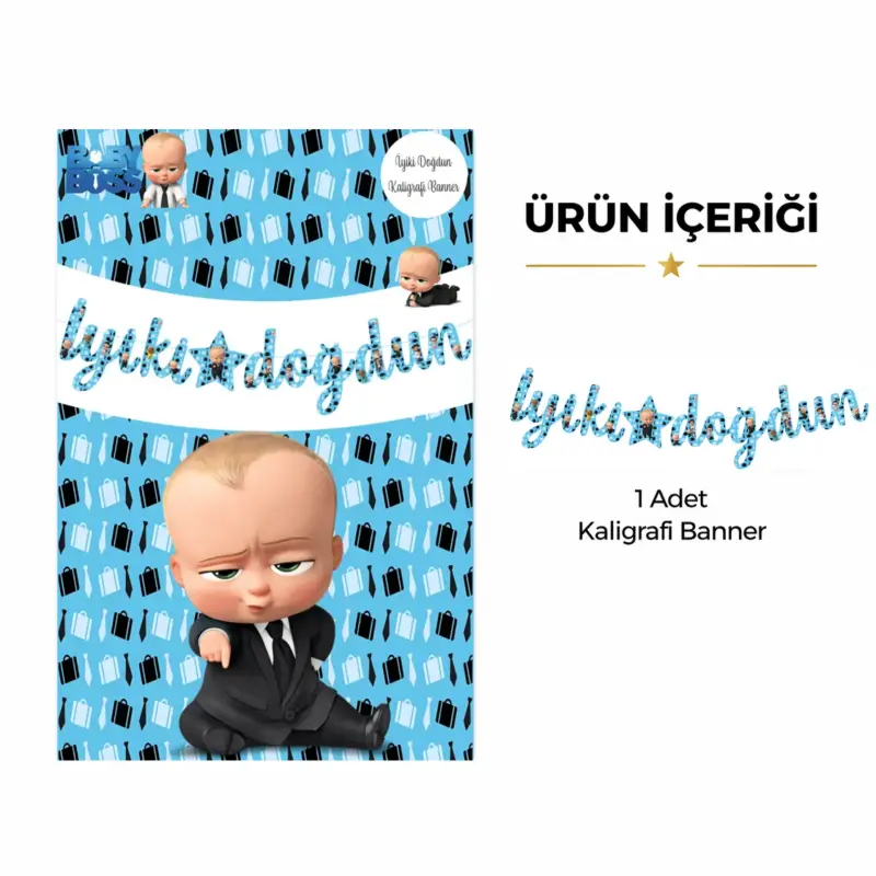 İyi Ki Doğdun Kaligrafi Banner Patron Bebek - Toptan Parti Malzemesi