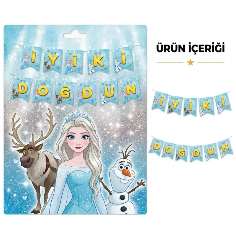 İyi ki Doğdun Zikzak Banner Frozen - Toptan Parti Malzemesi