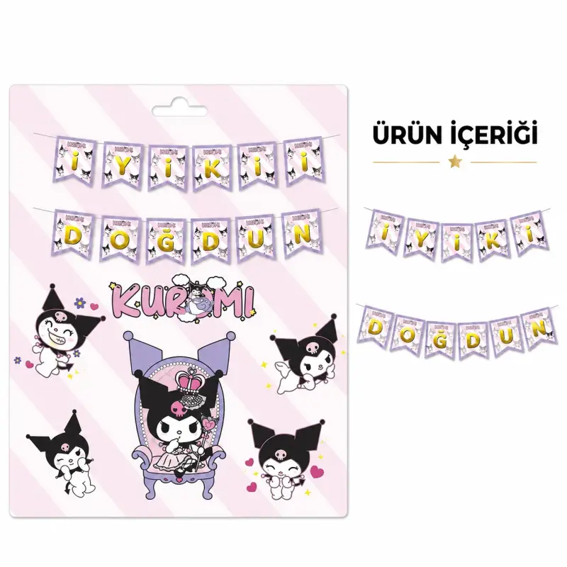 İyi ki Doğdun Zikzak Banner Kuromi - Toptan Parti Malzemesi