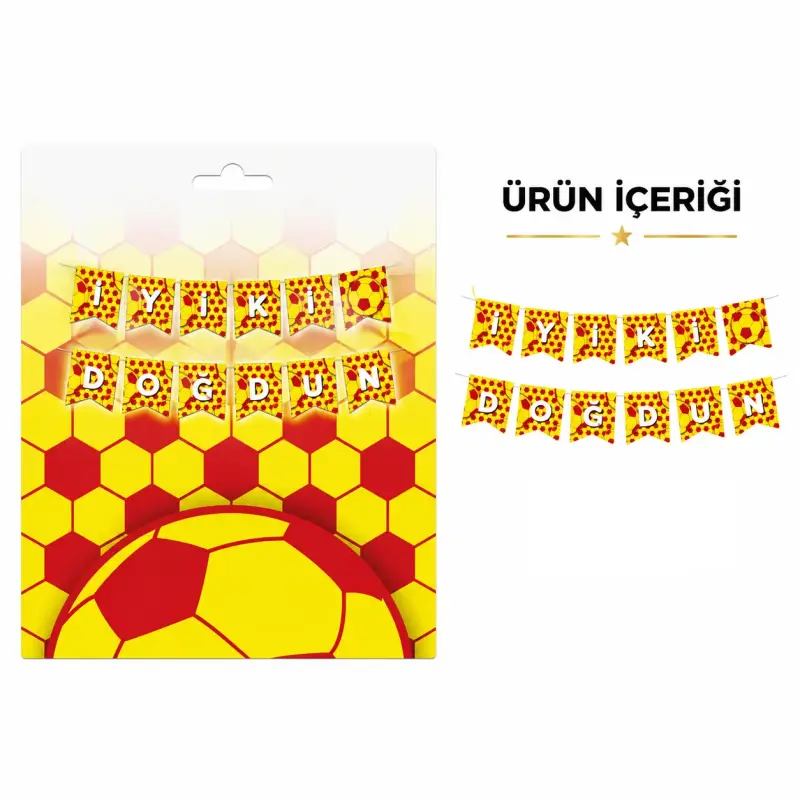 İyi ki Doğdun Zikzak Banner Sarı Kırmızı - Toptan Parti Malzemesi